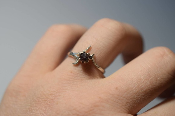 Unique Engagement Ring Handmade Garnet Ring Solid Sterling Silver Weddin… - Picture 1 of 8